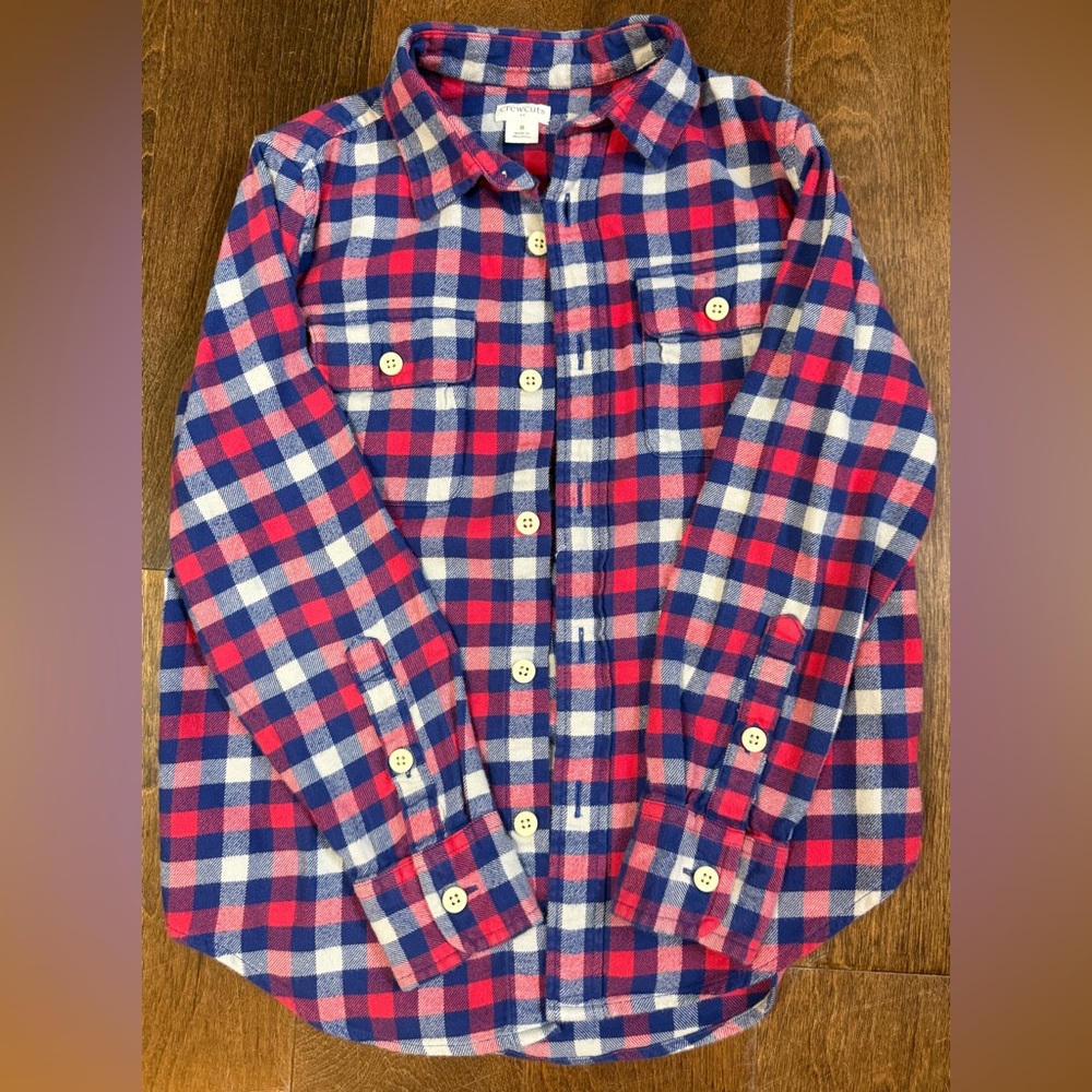 Crewcuts Boy Size 8 Red and Blue Plaid Flannel